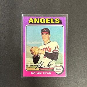 Angels Baseball Card with Purple and Pink Border of Nolan Ryan mint con rare